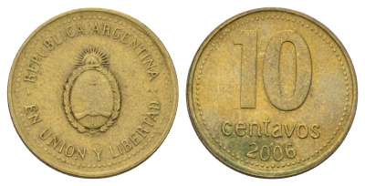 Аргентина 10 сентаво 2006 KM 107 алюминиевая бронза 4549-1164