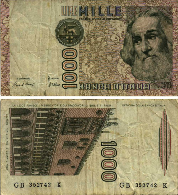 Италия 1000 лир 1982 Дворец дожеи?, Марко Поло Pick 109a 8611-12-1-1