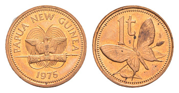 Папуа-Новая Гвинея 1 тойя 1975 KM 1 бронза UNC 4651-424