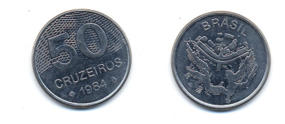БРАЗИЛИЯ 50 КРУЙЗЕЙРО 1984 KM 594.1 сталь aUNC 51-5733