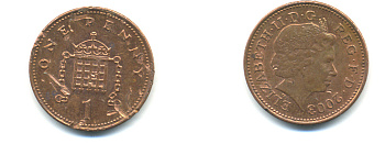 Великобритания 1 пенни 2003 Елизавета II (1952-2022) KM 986, Spink 4710 (B5) сталь плакированная медью 177-556