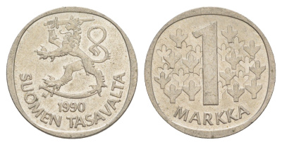 Финляндия 1 марка 1990 KM 49a медно-никель 4648-557