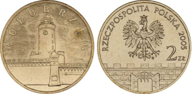 Польша 2 злотых 2005 MW, серия польские города, Колобжег (Kolobrzeg) KM 528, Parchimowicz 957 латунь UNC 603-844