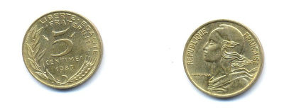 ФРАНЦИЯ 5 САНТИМОВ 1983 ТИП MARIANNE KM 933 медь алюминий никель 4379-938