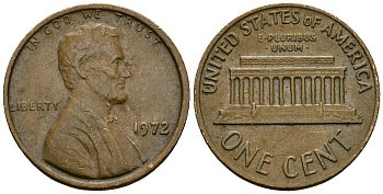 США 1 цент 1972 Линкольн KM 201 медь цинк 4136-135