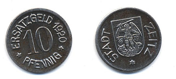 ЦЕЙЦ 10 ПФЕННИГОВ 1920 НОТГЕЛЬД 29-247