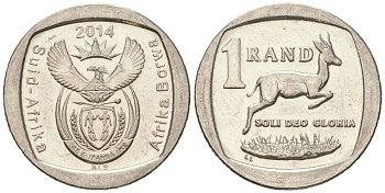 ЮАР 1 ранд 2014 KM?272 медь плакированная медно-никелем aUNC 4611-537