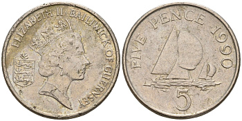 Гернси 5 пенсов 1990 KM 42.2 медно-никель 4596-832