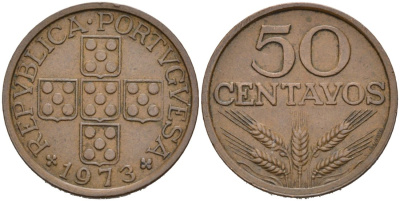 Португалия 50 сентаво 1973 KM 596 бронза 4566-351
