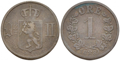 НОРВЕГИЯ 1 ЭРЕ 1889 KM 352 бронза 3309-756