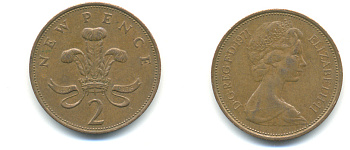 Великобритания 2 пенса 1971 Елизавета II (1952-2022) KM 916, Spink 4235 (C1) бронза 177-815