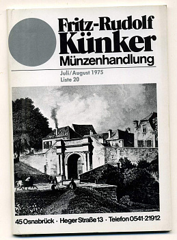 ФРИТЦ-РУДОЛЬФ КЮНКЕР КАТАЛОГ ФИКСИРОВАННЫХ ПРОДАЖ (LAGERKATALOG) 1975 ИЮЛЬ-АВГУСТ, № 20 00-01-01-16