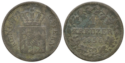 Бавария 1 крейцер 1856 Максимилиан II (1848-1864) KM 452 серебро 4668-1217