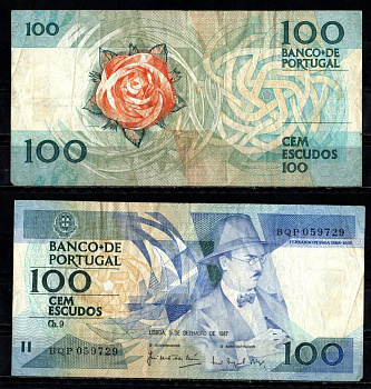 Португалия 100 эскудо 1987 Pick 179 d(7) бумага 6294-45-1-2