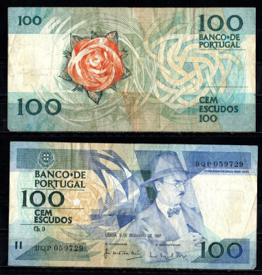 Португалия 100 эскудо 1987 Pick 179 d(7) бумага 6294-45-1-2