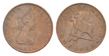 Остров Мэн 1 пенни 1976 Елизавета II (1952-2022) KM 33 бронза 4647-147