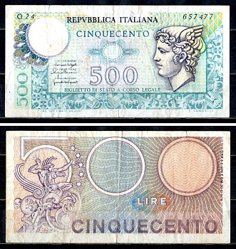 Италия 500 лир 1976 Pick 95 бумага 6312-8-1-1