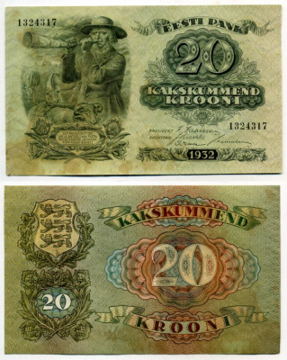 Эстония 20 крон 1932 пастух Pick 64 a бумага 7375-12-3-1