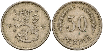 Финляндия 50 пенни 1923 S KM 26 медно-никель 4547-262