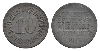 Мюльдорф-на-Инне 10 пфеннигов 1917 Funck 341.2, Men18 21399.2 цинк 4547-241