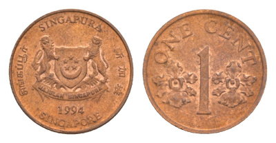 Сингапур 1 цент 1994 KM 98 цинк с медным покрытием 4640-636