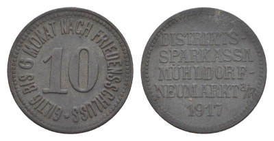 Мюльдорф-на-Инне 10 пфеннигов 1917 Funck 341.2, Men18 21399.2 цинк 4547-241