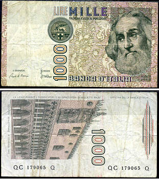 Италия 1000 лир 1982 Pick 109 a бумага 7487-7-1-2