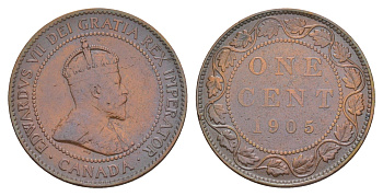 Канада 1 цент 1905 Эдуард VII (1901-1910) KM 8 бронза 4637-141