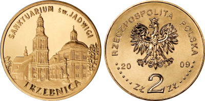 Польша 2 злотых 2009 MW, серия города Польши, Тшебница (Trzebnica) KM 711 нордик UNC 4676-611