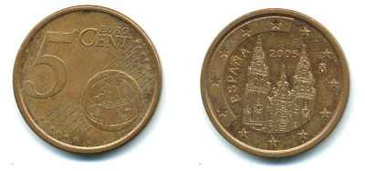 Испания 5 евроцентов 2005 KM 1042 сталь плакированная медью 29-1159