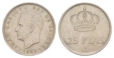 Испания 25 песет 1983 Хуан Карлос I (1975-2014) KM 824 медно-никель 4650-132