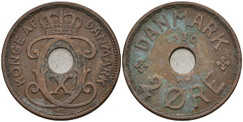 Дания 2 эре 1930 Кристиан X (1912-1947) KM 827 бронза 4147-466