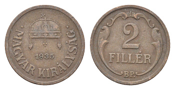 Венгрия 2 филлера 1935 BP KM 506 бронза 4665-448