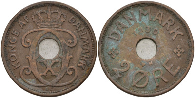 Дания 2 эре 1930 Кристиан X (1912-1947) KM 827 бронза 4147-466