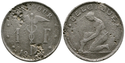 Бельгия 1 франк 1923 Belgique, Альберт I (1909-1934) KM 89 никель 179-946