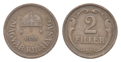 Венгрия 2 филлера 1935 BP KM 506 бронза 4665-448