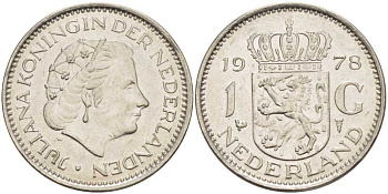 Нидерланды 1 гульден 1978 Юлиана (1948-1980) KM 184a никель 212-1151