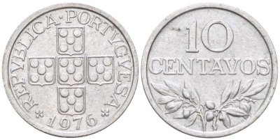 ПОРТУГАЛИЯ 10 СЕНТАВО 1976 KM 594 алюминий UNC 4516-415