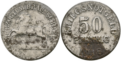 Брауншвейг 50 пфеннигов 1918 нотгельд железо 08-1032