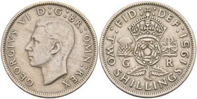 Великобритания 2 шиллинга (флорин) 1951 Георг VI (1936-1952) KM 878, Spink 4107 медно-никель 4593-425
