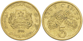 Сингапур 5 центов 1986 KM 50 алюминиевая бронза 112-329