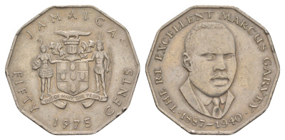 Ямайка 50 центов 1975 Маркус Гаврей (1887-1940) KM 65 медно-никель 4645-815