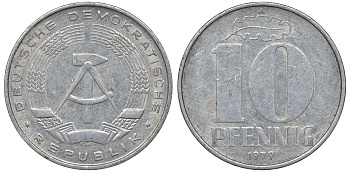 ГДР 10 ПФЕННИГОВ 1979 А алюминий 62-845