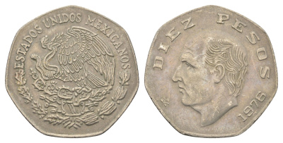 Мексика 10 песо 1976 Мигель Идальго-и-Костилья KM 477.1 медно-никель 4661-1135