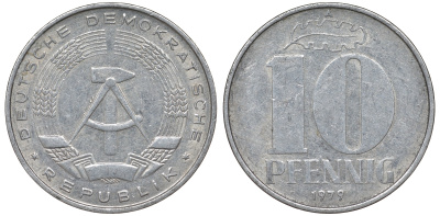 ГДР 10 ПФЕННИГОВ 1979 А алюминий 62-845