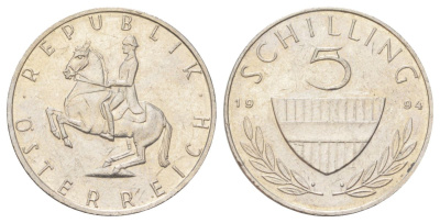 Австрия 5 шиллингов 1994 KM 2889a медно-никель 4624-415