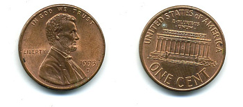 США 1 цент 1993 D, Авраам Линкольн KM 201b цинк плакированный медью 4364-245