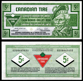 Канада купон на 5 центов 2002 Canadian Tire бумага 2195-34-2-1