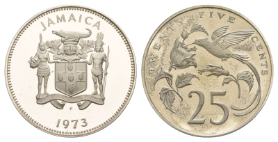 Ямайка 25 центов 1973 KM 43 медно-никель PROOF 1079-2-62
