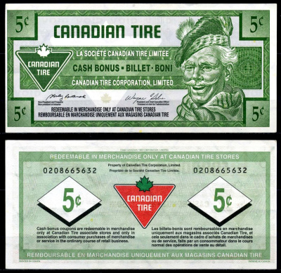 Канада купон на 5 центов 2002 Canadian Tire бумага 2195-34-2-1